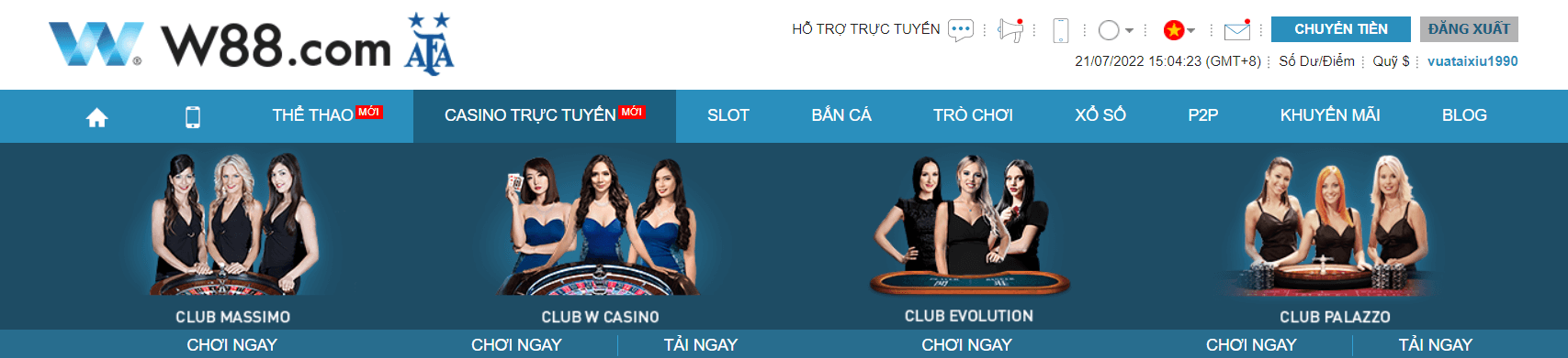 Chọn Club W Casino để chơi Sicbo