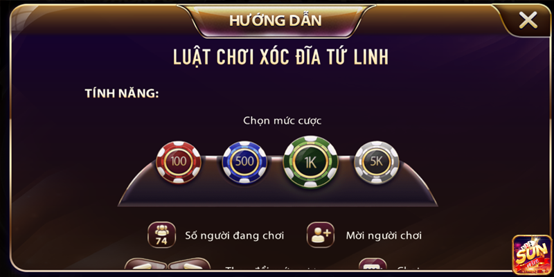 Luật chơi Xóc đĩa Tứ Linh Sunwin